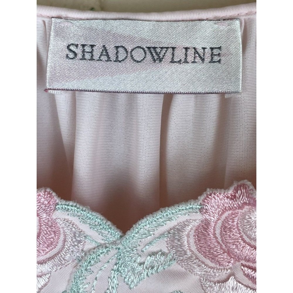 Vintage Nightgown/Robe Set Women’s Size Medium Shadowline Pink Nylon Rose Trim - Picture 6 of 13